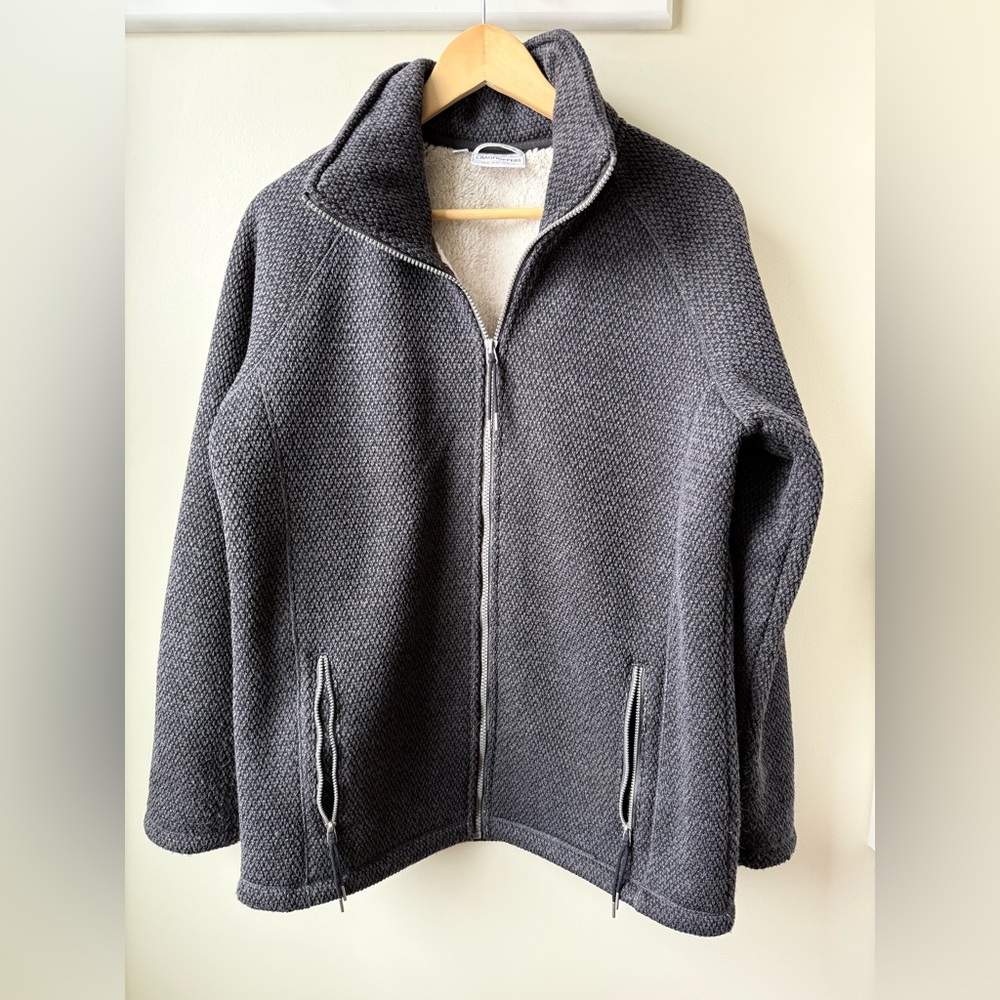 CRAGHOPPERS Fleece Full Zip Jacket‎ England Heritage Cozy Gray Textured XL